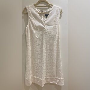 Adrianna Papell Lace Lined V Neck Shift Mini Dress White Size 12
